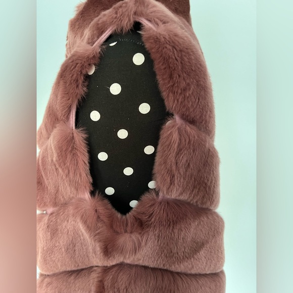 NWT Gorski Fur Vest in maroon purple red chevron punched stripe - Picture 4 of 9